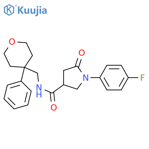 1-(4-fluorophenyl)-5-oxo-N-[(4-phenyloxan-4-yl)methyl]pyrrolidine-3-carboxamide structure