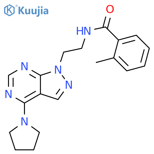 2-methyl-N-{2-[4-(pyrrolidin-1-yl)-1H-pyrazolo[3,4-d]pyrimidin-1-yl]ethyl}benzamide structure