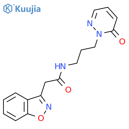 2-(1,2-benzoxazol-3-yl)-N-3-(6-oxo-1,6-dihydropyridazin-1-yl)propylacetamide structure