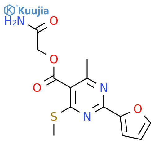 Carbamoylmethyl 2-(furan-2-yl)-4-methyl-6-(methylsulfanyl)pyrimidine-5-carboxylate structure