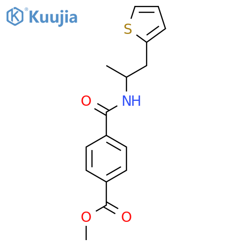 methyl 4-{1-(thiophen-2-yl)propan-2-ylcarbamoyl}benzoate structure