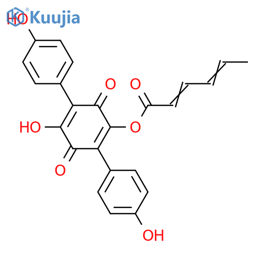2,5-Dihydroxy-3,6-bis(4-hydroxyphenyl)-1,4-benzoquinone; 2-O-(2Z,4E-Hexadienoyl) structure