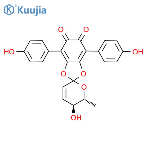 (2'R,3'S)-3'-Hydroxy-4,7-bis(4-hydroxyphenyl)-2'-methylspiro[1,3-benzodioxole-2,6'-2,3-dihydropyran]-5,6-dione structure