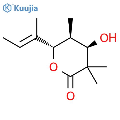 2H-Pyran-2-one,tetrahydro-4-hydroxy-3,3,5-trimethyl-6-[(1E)-1-methyl-1-propen-1-yl]-,(4R,5S,6S)-rel-(-)- structure