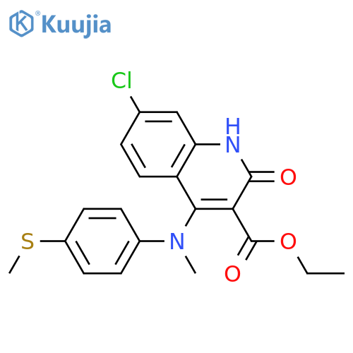 ethyl 7-chloro-4-({[4-(methylsulfanyl)phenyl]methyl}amino)-2-oxo-1,2-dihydroquinoline-3-carboxylate structure