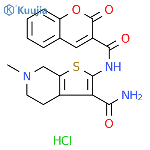 6-methyl-2-(2-oxo-2H-chromene-3-amido)-4H,5H,6H,7H-thieno2,3-cpyridine-3-carboxamide hydrochloride structure