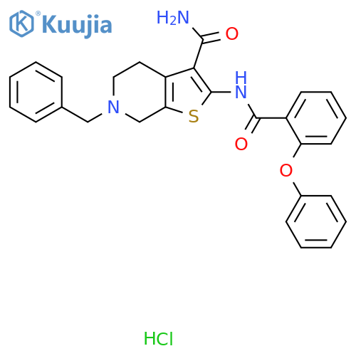6-benzyl-2-(2-phenoxybenzamido)-4H,5H,6H,7H-thieno2,3-cpyridine-3-carboxamide hydrochloride structure