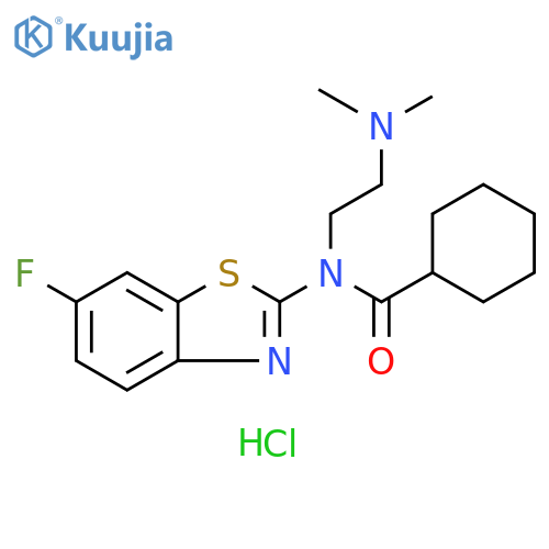 N-[2-(dimethylamino)ethyl]-N-(6-fluoro-1,3-benzothiazol-2-yl)cyclohexanecarboxamide hydrochloride structure