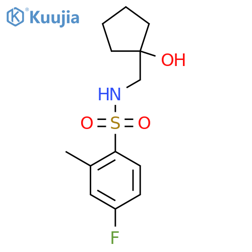 4-fluoro-N-(1-hydroxycyclopentyl)methyl-2-methylbenzene-1-sulfonamide structure