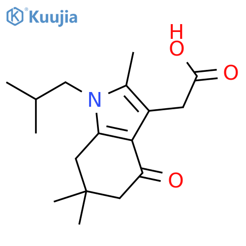 1H-Indole-3-aceticacid, 4,5,6,7-tetrahydro-2,6,6-trimethyl-1-(2-methylpropyl)-4-oxo- structure