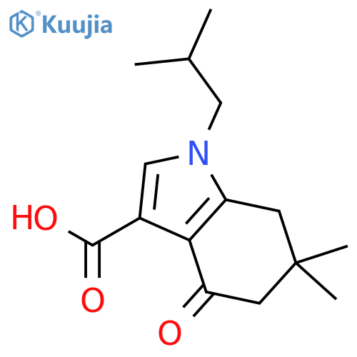 1-Isobutyl-6,6-dimethyl-4-oxo-4,5,6,7-tetrahydro-1H-indole-3-carboxylic acid structure
