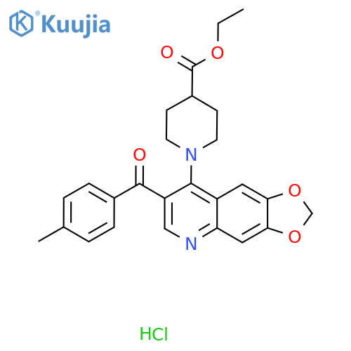 ethyl 1-7-(4-methylbenzoyl)-2H-1,3dioxolo4,5-gquinolin-8-ylpiperidine-4-carboxylate hydrochloride structure