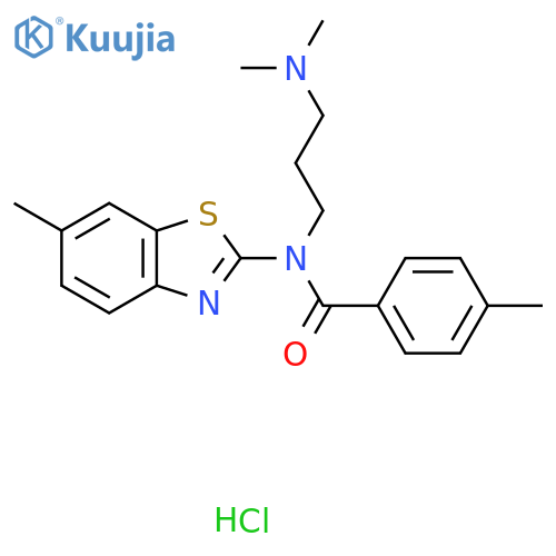 N-[3-(dimethylamino)propyl]-4-methyl-N-(6-methyl-1,3-benzothiazol-2-yl)benzamide hydrochloride structure