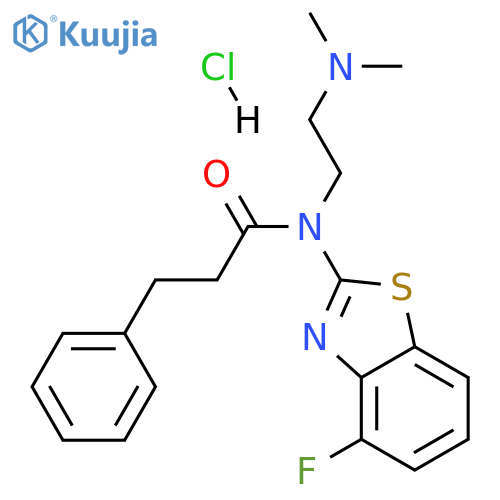 N-[2-(dimethylamino)ethyl]-N-(4-fluoro-1,3-benzothiazol-2-yl)-3-phenylpropanamide hydrochloride structure