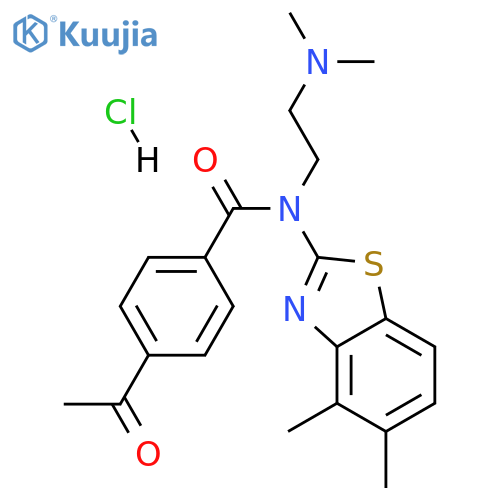 4-acetyl-N-(4,5-dimethyl-1,3-benzothiazol-2-yl)-N-[2-(dimethylamino)ethyl]benzamide hydrochloride structure