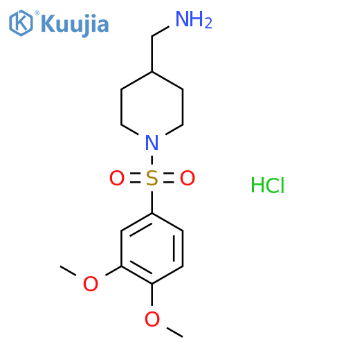 1-(3,4-Dimethoxybenzenesulfonyl)piperidin-4-ylmethanamine Hydrochloride structure