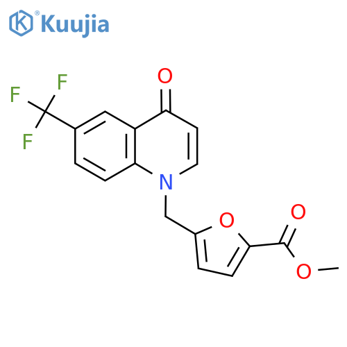 Methyl 5-((4-oxo-6-(trifluoromethyl)quinolin-1(4H)-yl)methyl)furan-2-carboxylate structure