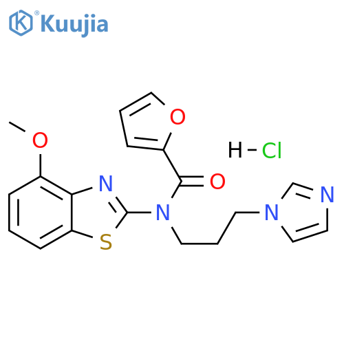 N-[3-(1H-imidazol-1-yl)propyl]-N-(4-methoxy-1,3-benzothiazol-2-yl)furan-2-carboxamide hydrochloride structure