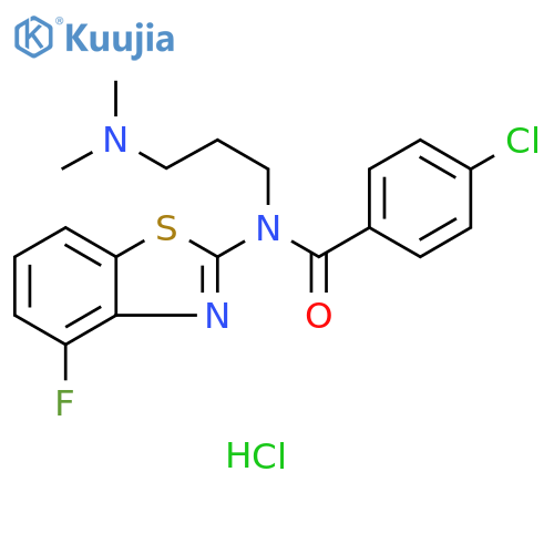 4-chloro-N-[3-(dimethylamino)propyl]-N-(4-fluoro-1,3-benzothiazol-2-yl)benzamide hydrochloride structure