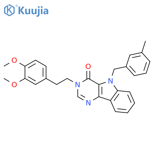 3-[2-(3,4-dimethoxyphenyl)ethyl]-5-[(3-methylphenyl)methyl]-3H,4H,5H-pyrimido[5,4-b]indol-4-one structure