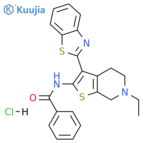 N-3-(1,3-benzothiazol-2-yl)-6-ethyl-4H,5H,6H,7H-thieno2,3-cpyridin-2-ylbenzamide hydrochloride structure
