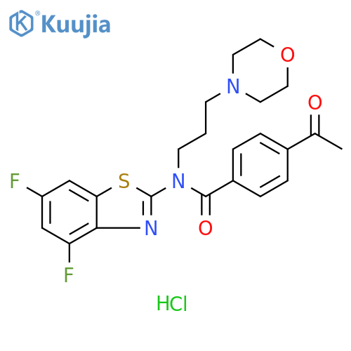 4-acetyl-N-(4,6-difluoro-1,3-benzothiazol-2-yl)-N-[3-(morpholin-4-yl)propyl]benzamide hydrochloride structure
