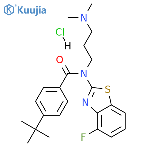 4-tert-butyl-N-[3-(dimethylamino)propyl]-N-(4-fluoro-1,3-benzothiazol-2-yl)benzamide hydrochloride structure