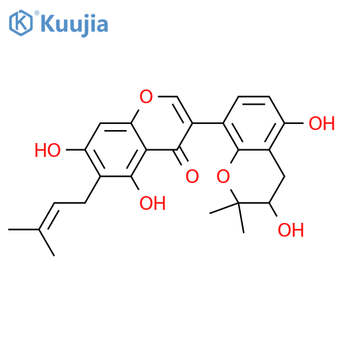 [3,8'-Bi-4H-1-benzopyran]-4-one, 2',3'-dihydro-3',5,5',7-tetrahydroxy-2',2'-dimethyl-6-(3-methyl-2-butenyl)- (9CI) structure