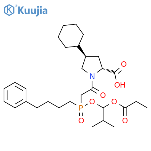 (4S)-4-Cyclohexyl-1-[(RS)-1-hydroxy-2-methylpropoxy](4-phenylbutyl)phosphinyl]-acetyl-L-proline Prop structure