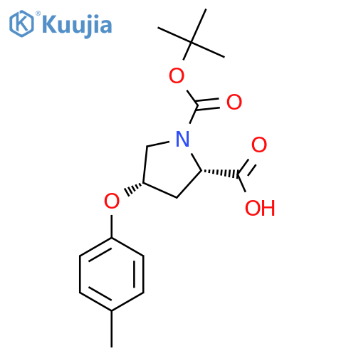(2S,4S)-1-(Tert-butoxycarbonyl)-4-(4-methyl-phenoxy)-2-pyrrolidinecarboxylic acid structure