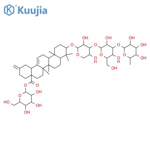 30-Noroleana-12,20(29)-dien-28-oicacid, 3-[(O-6-deoxy-a-L-mannopyranosyl-(1&reg;3)-O-b-D-glucopyranosyl-(1&reg;3)-a-L-arabinopyranosyl)oxy]-, b-D-glucopyranosyl ester, (3b)- (9CI) structure