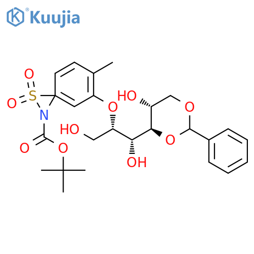 4,6-O-Benzylidene-N-(tert-butoxycarbonyl)-2-O-(4-toluenesulfonyl)-1,5-imino-D-glucitol structure