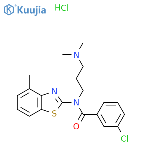 3-chloro-N-[3-(dimethylamino)propyl]-N-(4-methyl-1,3-benzothiazol-2-yl)benzamide hydrochloride structure