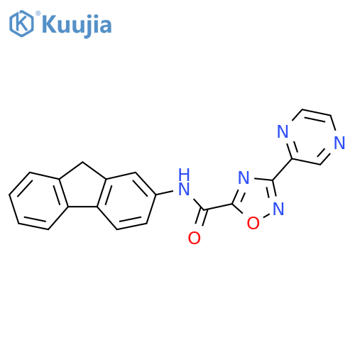 N-(9H-fluoren-2-yl)-3-(pyrazin-2-yl)-1,2,4-oxadiazole-5-carboxamide structure