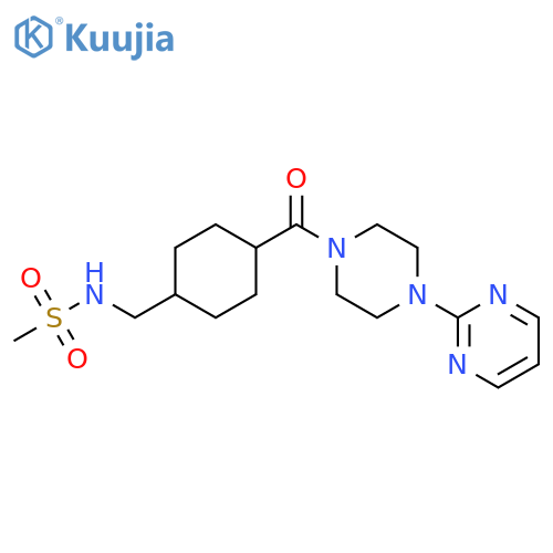 N-({4-4-(pyrimidin-2-yl)piperazine-1-carbonylcyclohexyl}methyl)methanesulfonamide structure