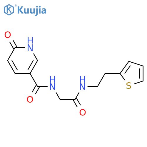 2-(6-oxo-1,6-dihydropyridin-3-yl)formamido-N-2-(thiophen-2-yl)ethylacetamide structure