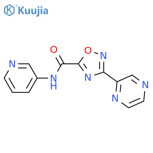 3-(pyrazin-2-yl)-N-(pyridin-3-yl)-1,2,4-oxadiazole-5-carboxamide structure