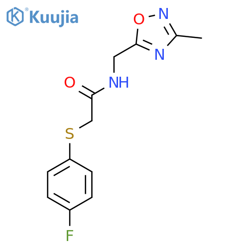 2-(4-fluorophenyl)sulfanyl-N-(3-methyl-1,2,4-oxadiazol-5-yl)methylacetamide structure