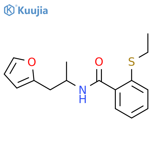 2-(ethylsulfanyl)-N-1-(furan-2-yl)propan-2-ylbenzamide structure
