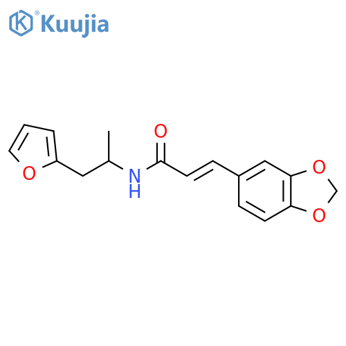 (2E)-3-(2H-1,3-benzodioxol-5-yl)-N-1-(furan-2-yl)propan-2-ylprop-2-enamide structure