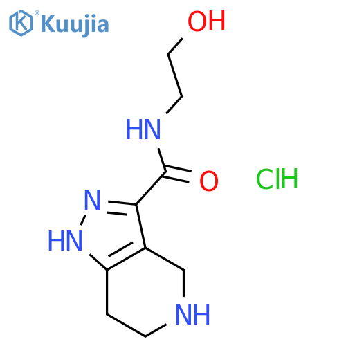 N-(2-Hydroxyethyl)-4,5,6,7-tetrahydro-1H-pyrazolo-4,3-cpyridine-3-carboxamide hydrochloride structure