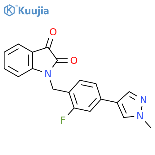 1-(2-Fluoro-4-(1-methyl-1H-pyrazol-4-yl)benzyl)indoline-2,3-dione structure