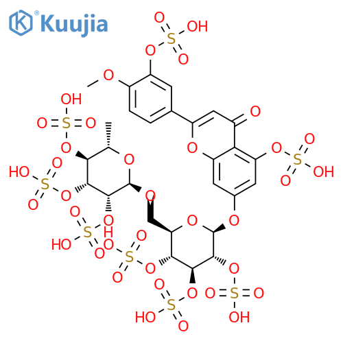 Aluminum, [m7-[7-[[6-O-[6-deoxy-2,3,4-tri-O-(sulfo-kO)-a-L-mannopyranosyl]-2,3,4-tri-O-(sulfo-kO)-b-D-glucopyranosyl]oxy]-5-hydroxy-2-[4-methoxy-3-[(sulfo-kO)oxy]phenyl]-4H-1-benzopyran-4-onato(7-)]]tetradeca-m-hydroxyheneicosahydroxytetradeca- structure
