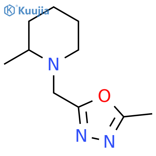 2-methyl-1-[(5-methyl-1,3,4-oxadiazol-2-yl)methyl]piperidine structure