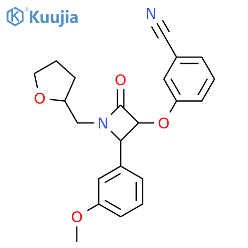 3-{[2-(3-Methoxyphenyl)-4-oxo-1-[(oxolan-2-yl)methyl]azetidin-3-yl]oxy}benzonitrile structure