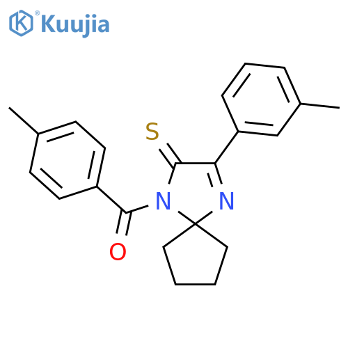 1-(4-methylbenzoyl)-3-(3-methylphenyl)-1,4-diazaspiro[4.4]non-3-ene-2-thione structure