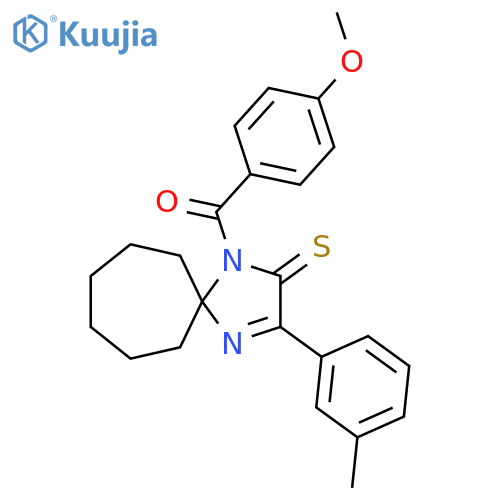 1-(4-Methoxybenzoyl)-3-(3-methylphenyl)-1,4-diazaspiro[4.6]undec-3-ene-2-thione structure