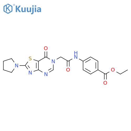 ethyl 4-{2-[7-oxo-2-(pyrrolidin-1-yl)-6H,7H-[1,3]thiazolo[4,5-d]pyrimidin-6-yl]acetamido}benzoate structure