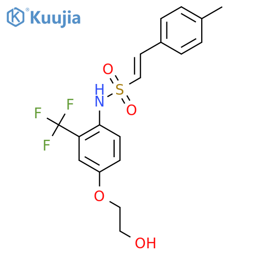 N-[4-(2-hydroxyethoxy)-2-(trifluoromethyl)phenyl]-2-(4-methylphenyl)ethene-1-sulfonamide structure