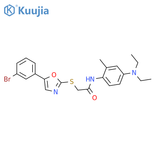 2-{[5-(3-bromophenyl)-1,3-oxazol-2-yl]sulfanyl}-N-[4-(diethylamino)-2-methylphenyl]acetamide structure